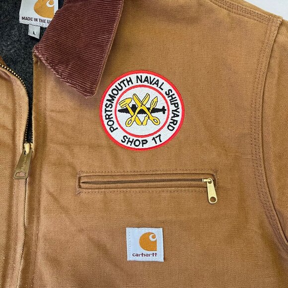 Carhartt Blanket Lined Detroit J001 Jacket Sz Large Shipyard Patch Union USA - Picture 7 of 16